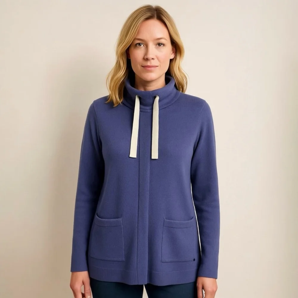 Olsen Women’s Snap Button Mock Neck Sweater Size 4 XS Blue Soft New - Picture 1 of 14
